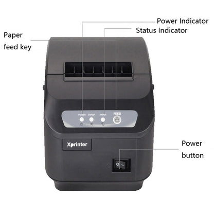 Xprinter XP-Q200II Thermal Small Receipt Printer Catering And Kitchen Receipt Printer 80mm Cutter, Interface Type:USB COM Interface(UK Plug) - Printer by Xprinter | Online Shopping South Africa | PMC Jewellery | Buy Now Pay Later Mobicred