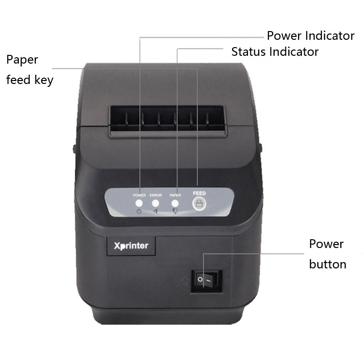 Xprinter XP-Q200II Thermal Small Receipt Printer Catering And Kitchen Receipt Printer 80mm Cutter, Interface Type:USB COM Interface(US Plug) - Printer by Xprinter | Online Shopping South Africa | PMC Jewellery | Buy Now Pay Later Mobicred