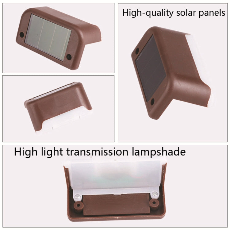 4 PCS Solar Railing Light Staircase Light Outdoor Waterproof LED Step Light Garden Decoration Landscape Light, Warm White Light(Brown) - Street Lights by PMC Jewellery | Online Shopping South Africa | PMC Jewellery