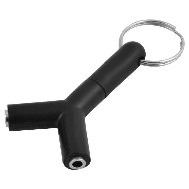 Mini Y Shaped 3.5mm Male to Double 3.5mm Female Jack Audio Headset Adapter Connector Keychain(Black) - Splitter Adapter by PMC Jewellery | Online Shopping South Africa | PMC Jewellery