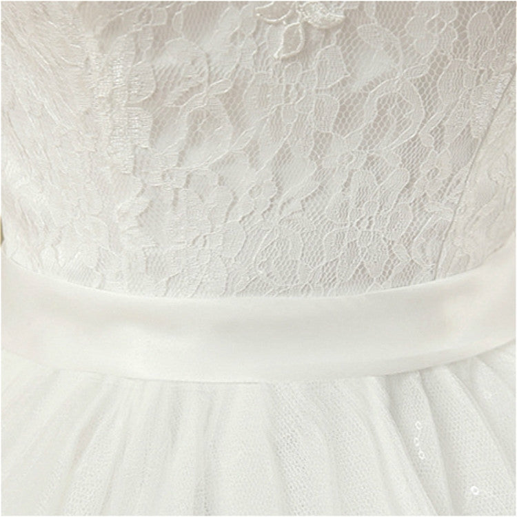 Vintage Lace Short Sleeved Round Neck Slim Slim Wedding Dress, Size:XL(White) - Wedding Dress by PMC Jewellery | Online Shopping South Africa | PMC Jewellery