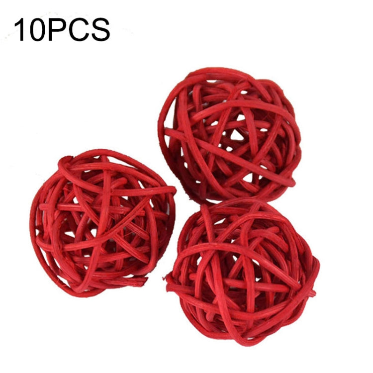 10 PCS Artificial Straw Ball For Birthday Party Wedding Christmas Home Decor(Red) - Ornaments by PMC Jewellery | Online Shopping South Africa | PMC Jewellery