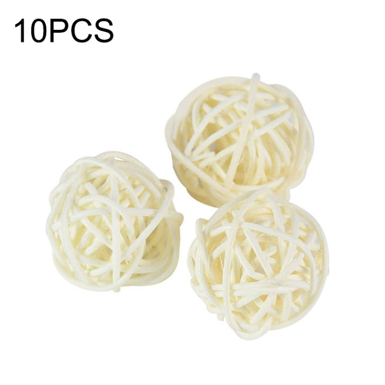 10 PCS Artificial Straw Ball For Birthday Party Wedding Christmas Home Decor(White) - Ornaments by PMC Jewellery | Online Shopping South Africa | PMC Jewellery