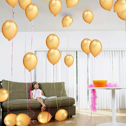 45 PCS 12 Inch Pearl Latex Balloons Birthday Wedding Party Decor with Colored Ribbon(Black + gold) - Balloons by PMC Jewellery | Online Shopping South Africa | PMC Jewellery