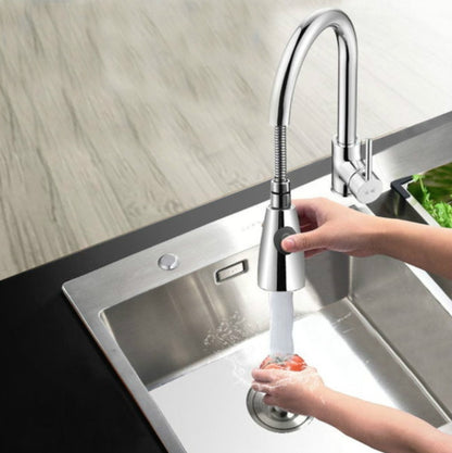 Kitchen Pull-out Faucet Hot And Cold Home 304 Stainless Steel Retractable Rotating Faucet, Style:Plating 304 - Faucets & Accessories by PMC Jewellery | Online Shopping South Africa | PMC Jewellery