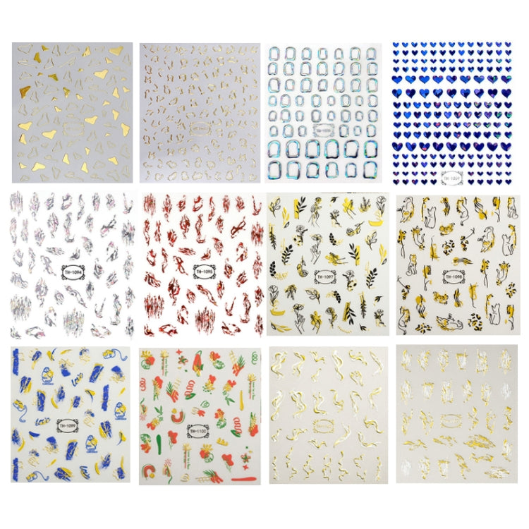 TH-1099 10pcs Frosted Transparent Back Adhesive Bronzing Smudged Nail Art Sticker - Nail Stickers by PMC Jewellery | Online Shopping South Africa | PMC Jewellery | Buy Now Pay Later Mobicred