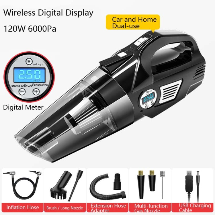 Car Vacuum Cleaner Air Pump Four-In-One Car Air Pump Digital Display 120W, Specification:Wireless, Style:Digital Meter - Vacuum Cleaner by PMC Jewellery | Online Shopping South Africa | PMC Jewellery | Buy Now Pay Later Mobicred