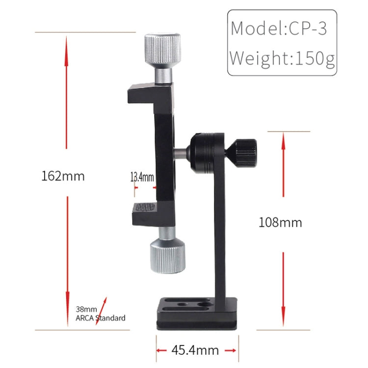 CP-3 Rotating All Metal Tripod Fixing Clip Mobile Phone Live Brackt for 4.5-7.3 inch Phones - Stand by PMC Jewellery | Online Shopping South Africa | PMC Jewellery | Buy Now Pay Later Mobicred