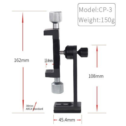 CP-3 Rotating All Metal Tripod Fixing Clip Mobile Phone Live Brackt for 4.5-7.3 inch Phones - Stand by PMC Jewellery | Online Shopping South Africa | PMC Jewellery | Buy Now Pay Later Mobicred