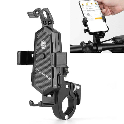 Bicycle Mobile Phone Holder Can Rotate And Adjust Fixed Aluminum Alloy Bracket Automatic Grab Bracket, Style:Handlebar Installation(Black) - Holders by PMC Jewellery | Online Shopping South Africa | PMC Jewellery | Buy Now Pay Later Mobicred