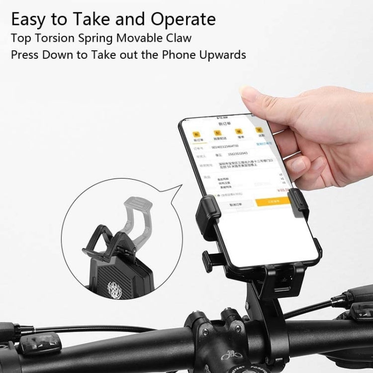 Bicycle Mobile Phone Holder Can Rotate And Adjust Fixed Aluminum Alloy Bracket Automatic Grab Bracket, Style:Rearview Mirror Installation(Silver) - Holders by PMC Jewellery | Online Shopping South Africa | PMC Jewellery | Buy Now Pay Later Mobicred