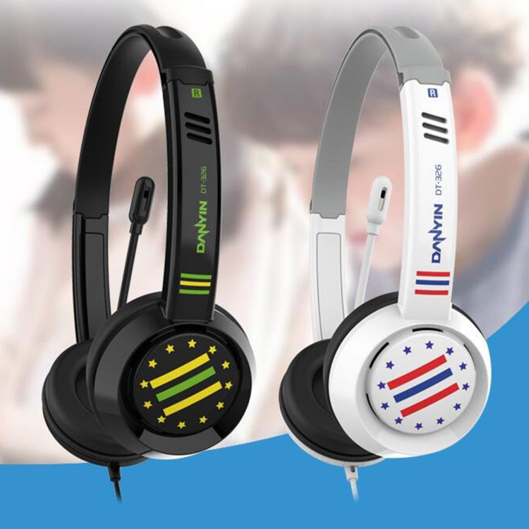 DANYIN DT326 Head-mounted Desktop Computer Children Learning Wire Headset with Microphone, Cable Length:1.8m, Style:Star Flag(White) - Multimedia Headset by Danyin | Online Shopping South Africa | PMC Jewellery | Buy Now Pay Later Mobicred