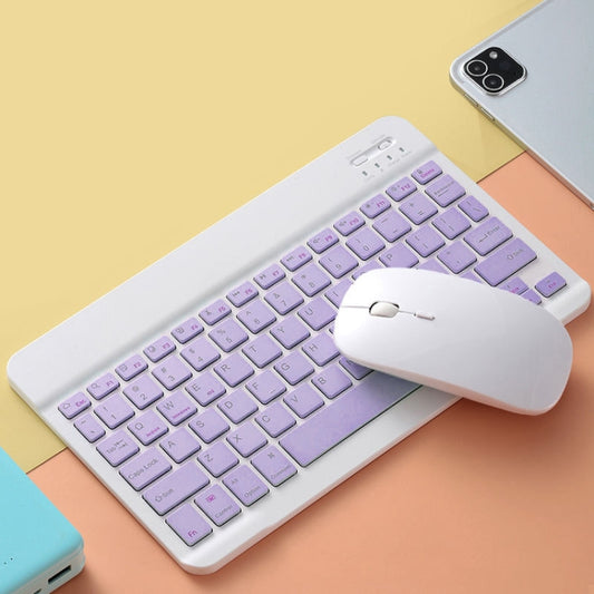 Universal Ultra-Thin Portable Bluetooth Keyboard and Mouse Set For Tablet Phones, Size:10 inch(Purple Keyboard + White Mouse) - Universal Keyboard by PMC Jewellery | Online Shopping South Africa | PMC Jewellery