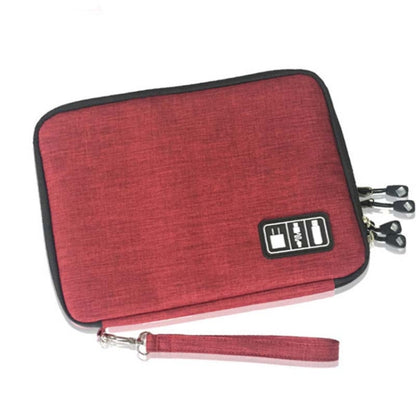 Double Layer Digital Storage Bag Data Cable Finishing Bag Elastic Waterproof Portable Electronic Storage Bag, Size:24x16x3.5cm(Wine Red) - Other by PMC Jewellery | Online Shopping South Africa | PMC Jewellery | Buy Now Pay Later Mobicred