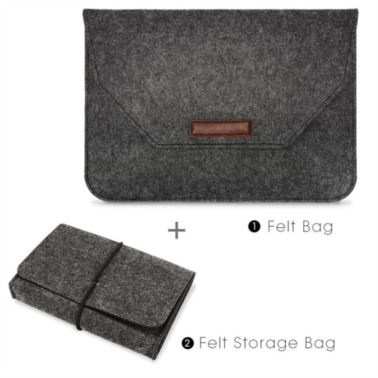 Portable Air Permeable Felt Sleeve Bag for MacBook Laptop, with Power Storage Bag, Size:11 inch(Black) - Protective Bags by PMC Jewellery | Online Shopping South Africa | PMC Jewellery | Buy Now Pay Later Mobicred