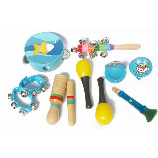 10 in 1 Children Musical Instrument Combination Wooden Early Education Baby Musical Instrument Toys(Boy) - Musical Instrument Toys by PMC Jewellery | Online Shopping South Africa | PMC Jewellery