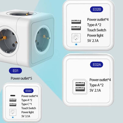 Creative Power Cube Socket Conversion Socket, EU Plug 1.5m Gray+U - Plug Adaptor by PMC Jewellery | Online Shopping South Africa | PMC Jewellery | Buy Now Pay Later Mobicred