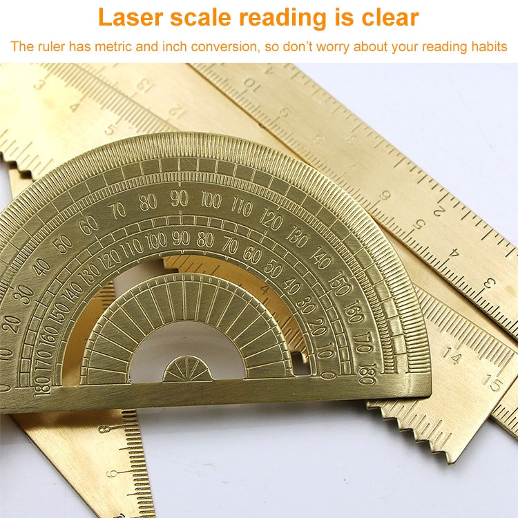 Brass Retro Drawing Ruler Measuring Tools, Model: 0-10cm Right Angle Triangle Ruler - Rulers by PMC Jewellery | Online Shopping South Africa | PMC Jewellery