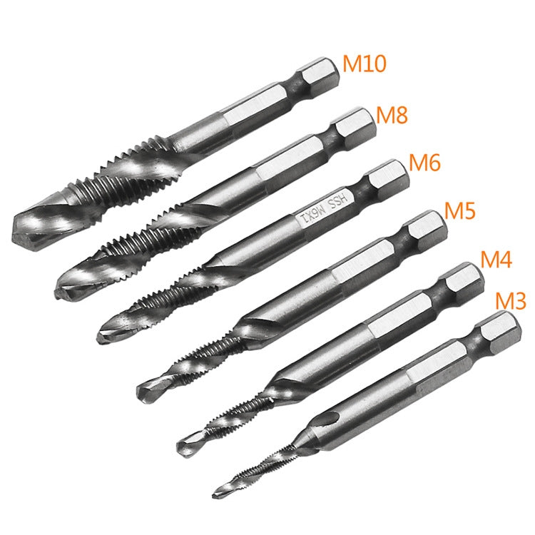 6 PCS / Set HSS Multi-Function Integrated Composite Tap Hole Tapping Chamfering - Drill & Drill Bits by PMC Jewellery | Online Shopping South Africa | PMC Jewellery