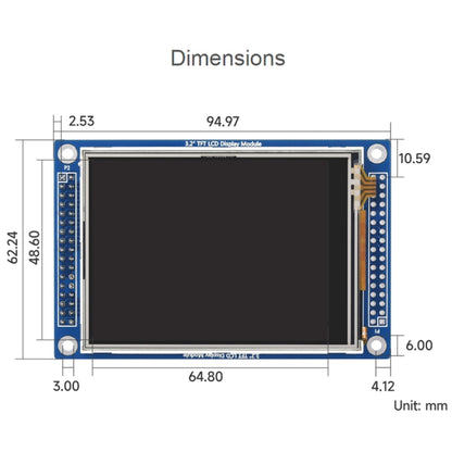 Waveshare 16498 3.2inch 320x240 Pixels Touch LCD (D), With Touch Panel And Stand-Alone Controllers - LCD & LED Display Module by Waveshare | Online Shopping South Africa | PMC Jewellery | Buy Now Pay Later Mobicred