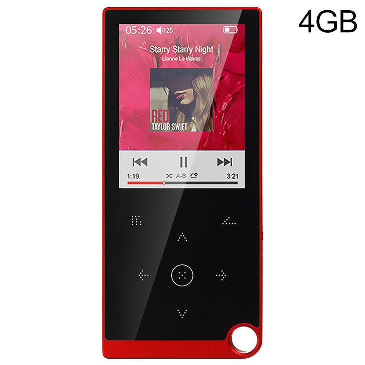 E05 2.4 inch Touch-Button MP4 / MP3 Lossless Music Player, Support E-Book / Alarm Clock / Timer Shutdown, Memory Capacity: 4GB without Bluetooth(Red) - MP4 Player by PMC Jewellery | Online Shopping South Africa | PMC Jewellery