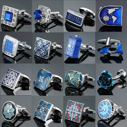 Men Shirt Cufflinks Blue Series Enamel Crystal Vintage Pattern Cufflinks, Color: 15 - Cufflinks by PMC Jewellery | Online Shopping South Africa | PMC Jewellery