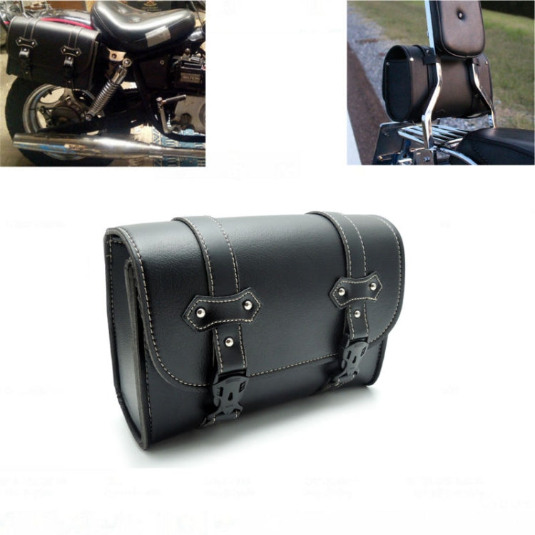 Motorcycle Saddle Bags Leather Storage Tool PU Leather Side Pouch Bags(Black) - Bags & Luggages by PMC Jewellery | Online Shopping South Africa | PMC Jewellery | Buy Now Pay Later Mobicred