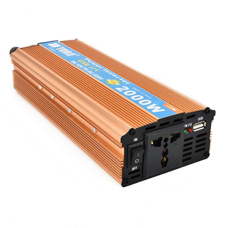 XUYUAN 2000W Inverter with USB Positive And Negative Reverse Connection Protection, Specification: Gold 24V to 220V - Modified Square Wave by PMC Jewellery | Online Shopping South Africa | PMC Jewellery | Buy Now Pay Later Mobicred