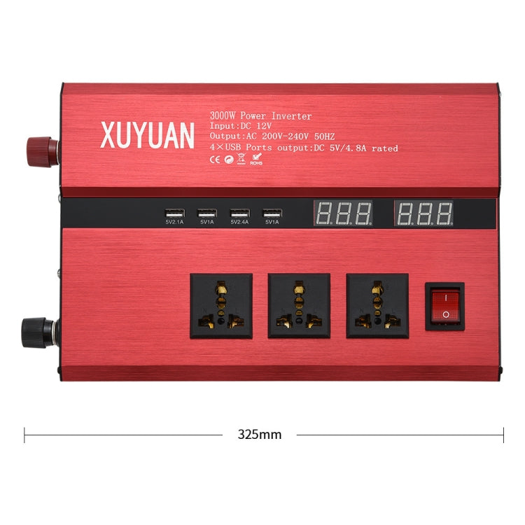 XUYUAN 3000W Car Inverter USB Display Charging Converter, Specification: 12V to 220V - Modified Square Wave by PMC Jewellery | Online Shopping South Africa | PMC Jewellery | Buy Now Pay Later Mobicred