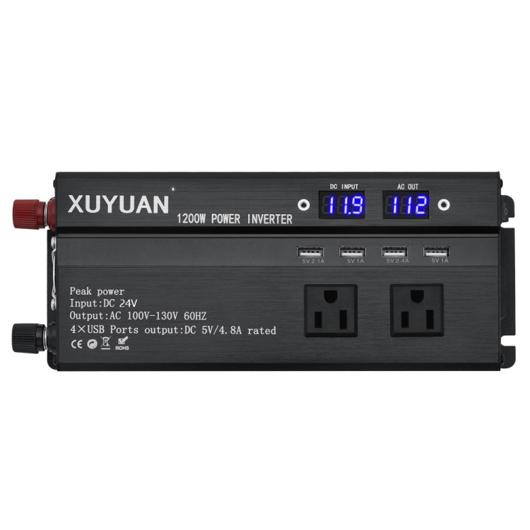 XUYUAN 1200W Car Inverter with LED Display Converter, US Plug, Specification: 24V to 110V -  by XUYUAN | Online Shopping South Africa | PMC Jewellery | Buy Now Pay Later Mobicred