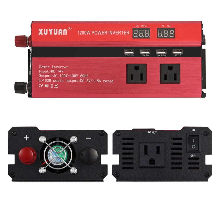 XUYUAN 1200W Car Inverter with Display Converter, US Plug, Specification: 24V to 110V -  by XUYUAN | Online Shopping South Africa | PMC Jewellery | Buy Now Pay Later Mobicred