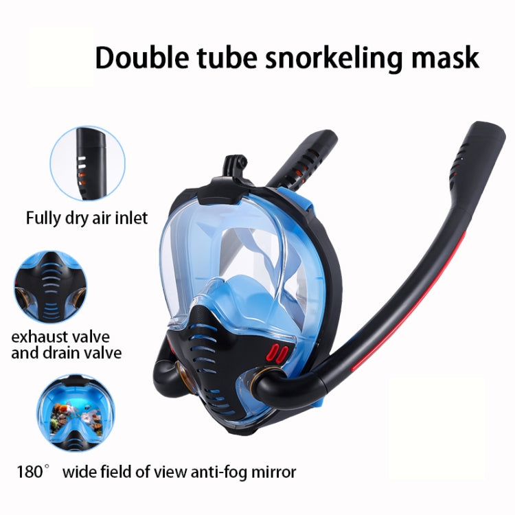 Snorkeling Mask Double Tube Silicone Full Dry Diving Mask Adult Swimming Mask Diving Goggles, Size: S/M(White/Blue) - Diving Mask by PMC Jewellery | Online Shopping South Africa | PMC Jewellery | Buy Now Pay Later Mobicred