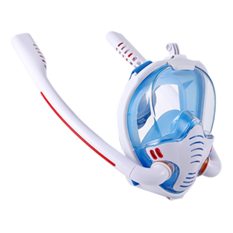 Snorkeling Mask Double Tube Silicone Full Dry Diving Mask Adult Swimming Mask Diving Goggles, Size: L/XL(White/Blue) - Diving Mask by PMC Jewellery | Online Shopping South Africa | PMC Jewellery | Buy Now Pay Later Mobicred