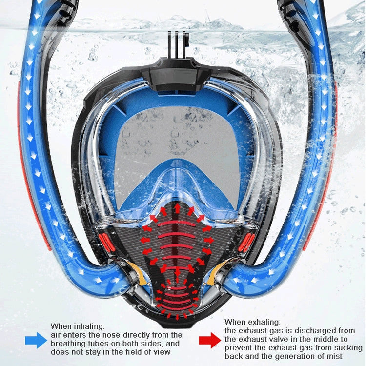 Snorkeling Mask Double Tube Silicone Full Dry Diving Mask Adult Swimming Mask Diving Goggles, Size: L/XL(Black/Blue) - Diving Mask by PMC Jewellery | Online Shopping South Africa | PMC Jewellery | Buy Now Pay Later Mobicred