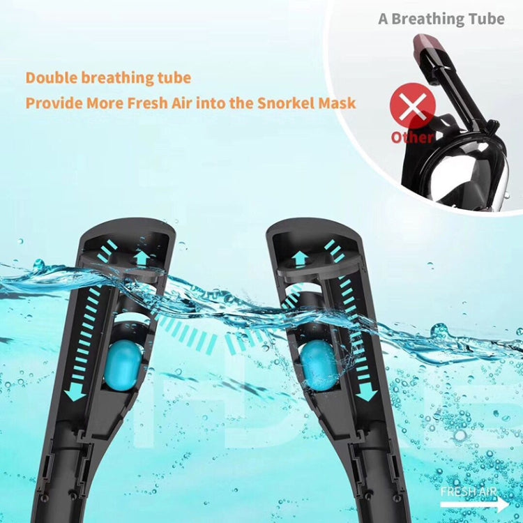 Snorkeling Mask Double Tube Silicone Full Dry Diving Mask Adult Swimming Mask Diving Goggles, Size: L/XL(Black/Black) - Diving Mask by PMC Jewellery | Online Shopping South Africa | PMC Jewellery | Buy Now Pay Later Mobicred