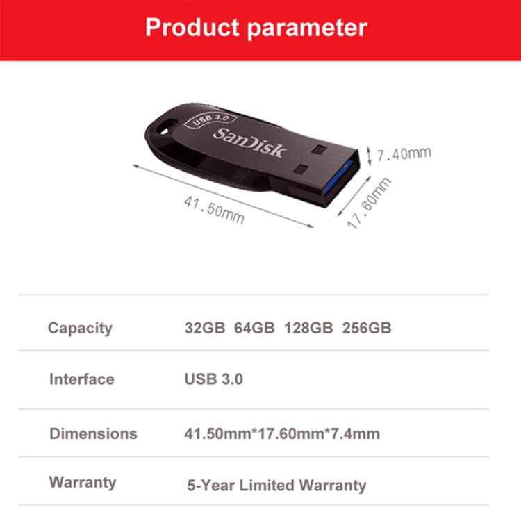 SanDisk CZ410 USB 3.0 High Speed Mini Encrypted U Disk, Capacity: 256GB - USB Flash Drives by SanDisk | Online Shopping South Africa | PMC Jewellery | Buy Now Pay Later Mobicred