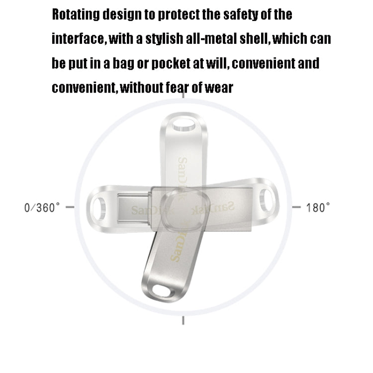 SanDisk Type-C + USB 3.1 Interface OTG High Speed Computer Phone U Disk, Colour: SDDDC4 Silver Metal Shell, Capacity: 128GB - USB Flash Drives by SanDisk | Online Shopping South Africa | PMC Jewellery | Buy Now Pay Later Mobicred