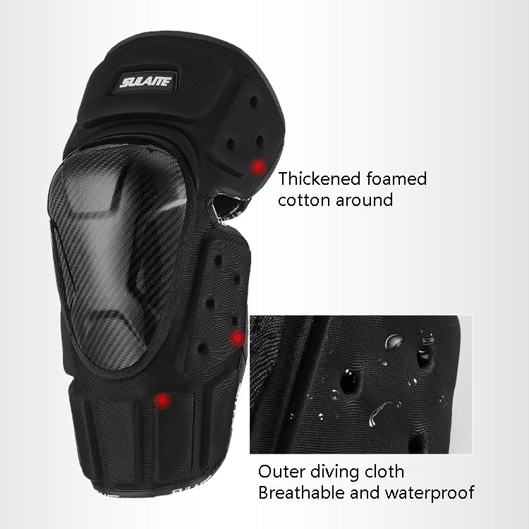 SULAITE Off-Road Motorcycle Windproof Warmth Drop-Proof Breathable Carbon Fiber Protective Gear, Specification: Knee Pads - Protective Gear by SULAITE | Online Shopping South Africa | PMC Jewellery | Buy Now Pay Later Mobicred