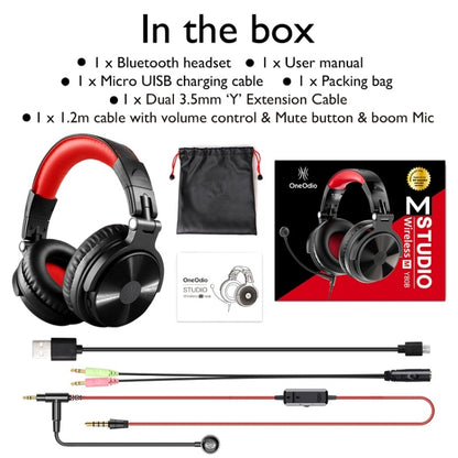 OneOdio Pro-M Headset Game Anchor Wire Headset With Bluetooth (Black & Red) - Multimedia Headset by OneOdio | Online Shopping South Africa | PMC Jewellery | Buy Now Pay Later Mobicred