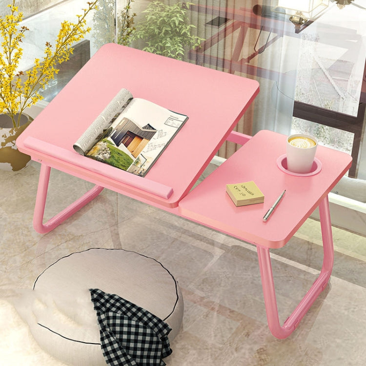 Bed Four-Speed Lifting Table Folding Laptop Desk  Adjustable Dormitory Lazy Table with Cup Holder, Size: 55x32x25cm(Pink) - Laptop Stand by PMC Jewellery | Online Shopping South Africa | PMC Jewellery | Buy Now Pay Later Mobicred