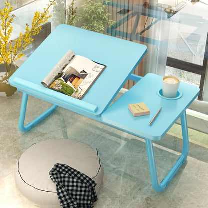 Bed Four-Speed Lifting Table Folding Laptop Desk  Adjustable Dormitory Lazy Table with Cup Holder, Size: 55x32x25cm(Sky Blue) - Laptop Stand by PMC Jewellery | Online Shopping South Africa | PMC Jewellery | Buy Now Pay Later Mobicred