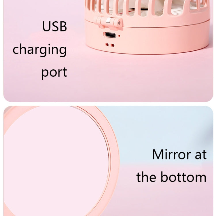 USB Mini Handheld Vanity Mirror Fan(Pink) - Electric Fans by PMC Jewellery | Online Shopping South Africa | PMC Jewellery | Buy Now Pay Later Mobicred