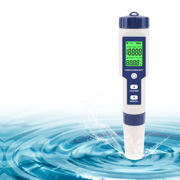 EZ-9909 PH/Salinity/Temperature/TDS/EC 5-in-1 Test Pen Multifunctional Water Quality Detector - PH & Moisture Meter by PMC Jewellery | Online Shopping South Africa | PMC Jewellery | Buy Now Pay Later Mobicred