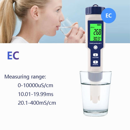 EZ-9909 PH/Salinity/Temperature/TDS/EC 5-in-1 Test Pen Multifunctional Water Quality Detector - PH & Moisture Meter by PMC Jewellery | Online Shopping South Africa | PMC Jewellery | Buy Now Pay Later Mobicred