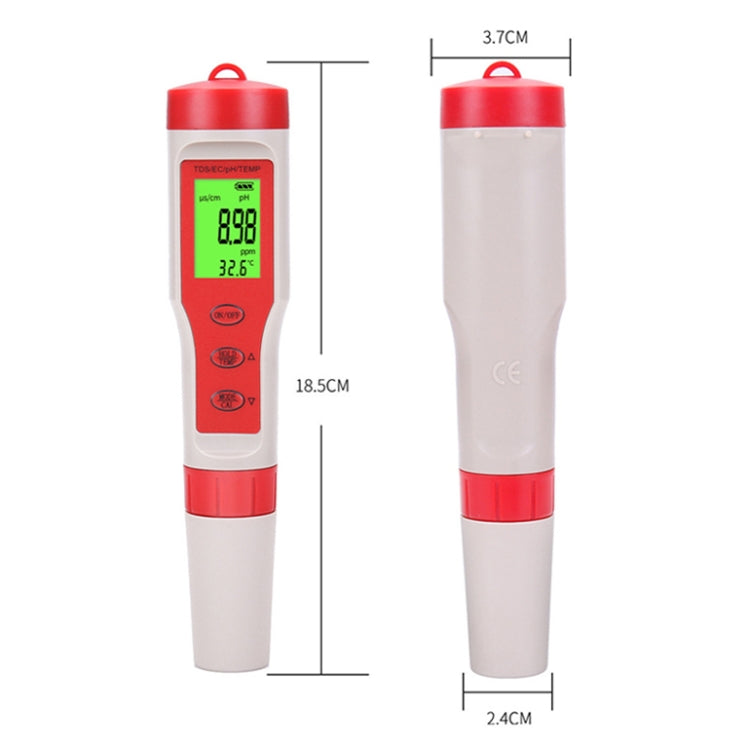 4-in-1 Portable PH/TDS/EC/TEMP Test Pen Multi-Function Water Quality Tester - PH & Moisture Meter by PMC Jewellery | Online Shopping South Africa | PMC Jewellery