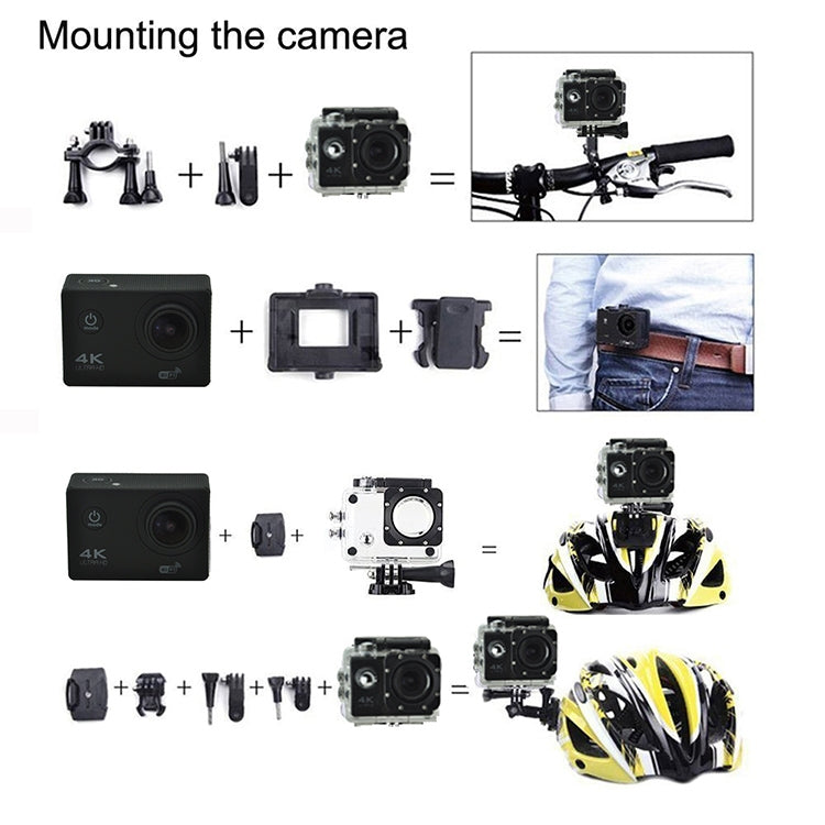 WIFI Waterproof Action Camera Cycling 4K camera Ultra Diving  60PFS Camera Helmet bicycle Cam underwater Sports 1080P Camera(Black) - Children Cameras by PMC Jewellery | Online Shopping South Africa | PMC Jewellery | Buy Now Pay Later Mobicred