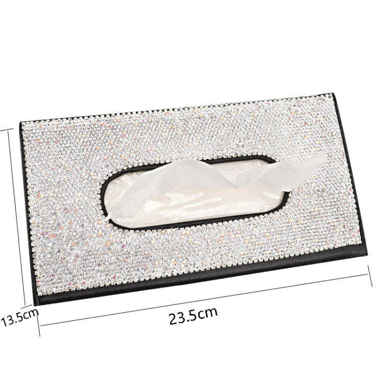 Car Tissue Box Car Hanging Sun Visor Pumping Box(Beige White Diamonds) - Tissue Boxes by PMC Jewellery | Online Shopping South Africa | PMC Jewellery