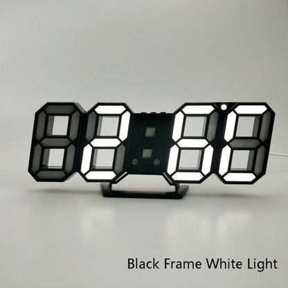 6609 3D Stereo LED Alarm Clock Living Room 3D Wall Clock, Colour: Black Frame White Light - Alarm Clocks by PMC Jewellery | Online Shopping South Africa | PMC Jewellery