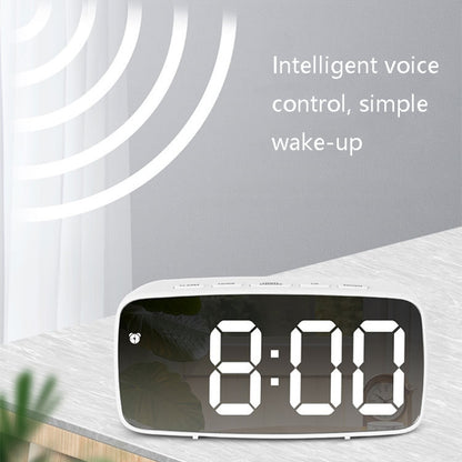 Mirror Bedside Alarm Clock Battery Plug-In Dual-Purpose LED Clock, Colour: Arc-shaped Black Shell (Black Surface Red Light) - Alarm Clocks by PMC Jewellery | Online Shopping South Africa | PMC Jewellery