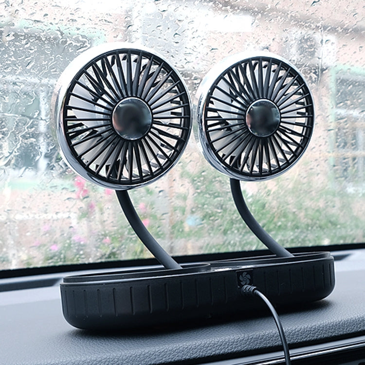 F303 Car USB Fan Car Shake Head Fan(Double Head Silver) - Heating & Fans by PMC Jewellery | Online Shopping South Africa | PMC Jewellery | Buy Now Pay Later Mobicred